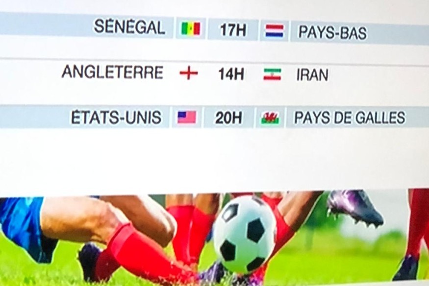 Coupe du Monde de la Fifa 2022 : Aujourd'hui, Angleterre-Iran, Sénégal-Pays Bas, Etats-Unis - Pays de Galles