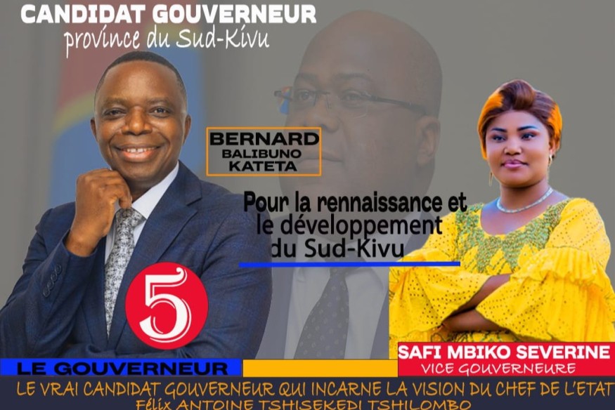 Election du gouverneur du Sud-Kivu : Appel à voter pour le candidat n°5 Bernard Balibuno Kateta
